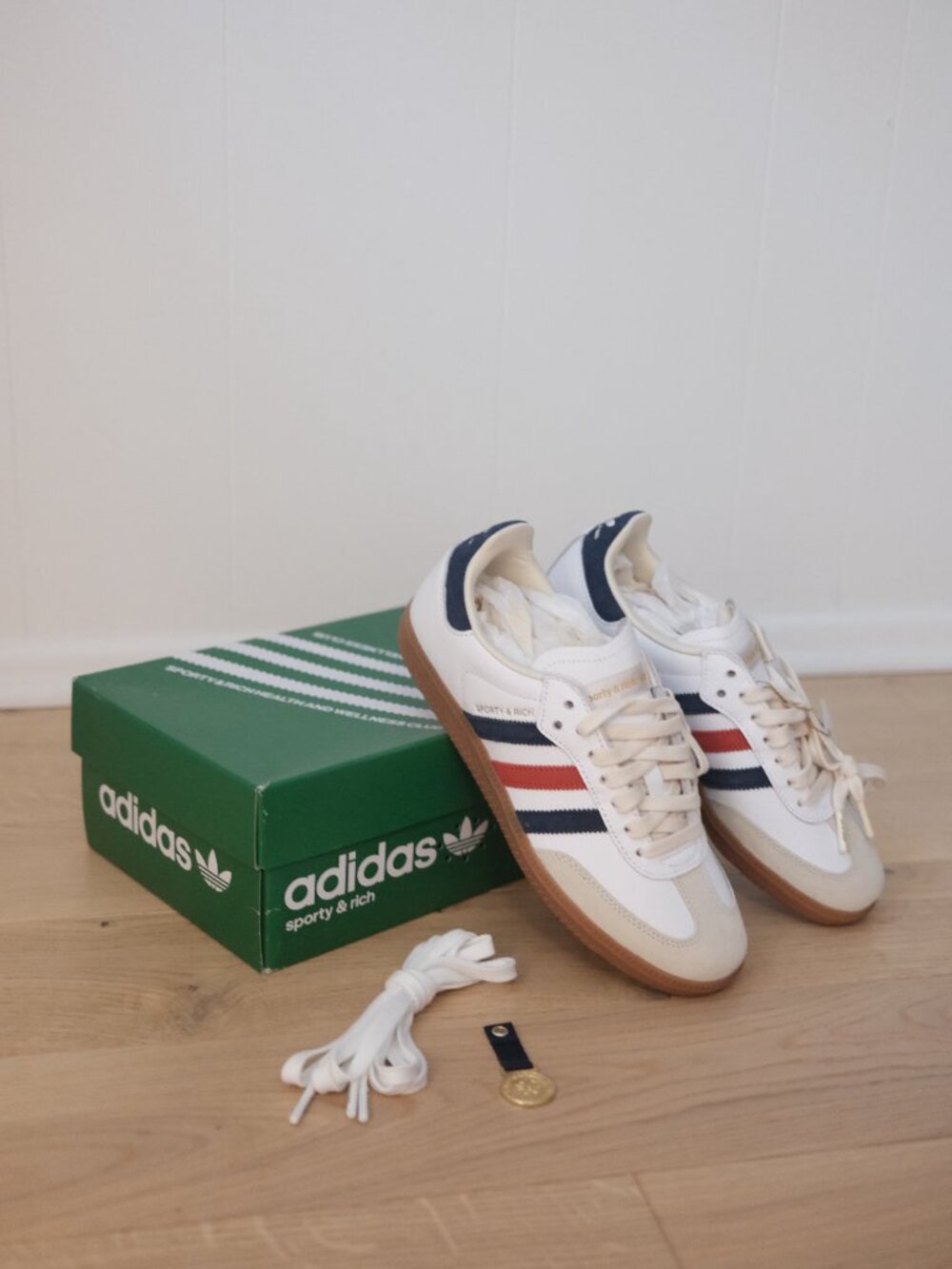 NIB Adidas x Sporty & Rich OG Samba USA White/Red/Navy, size M 6.5 / W 7.5